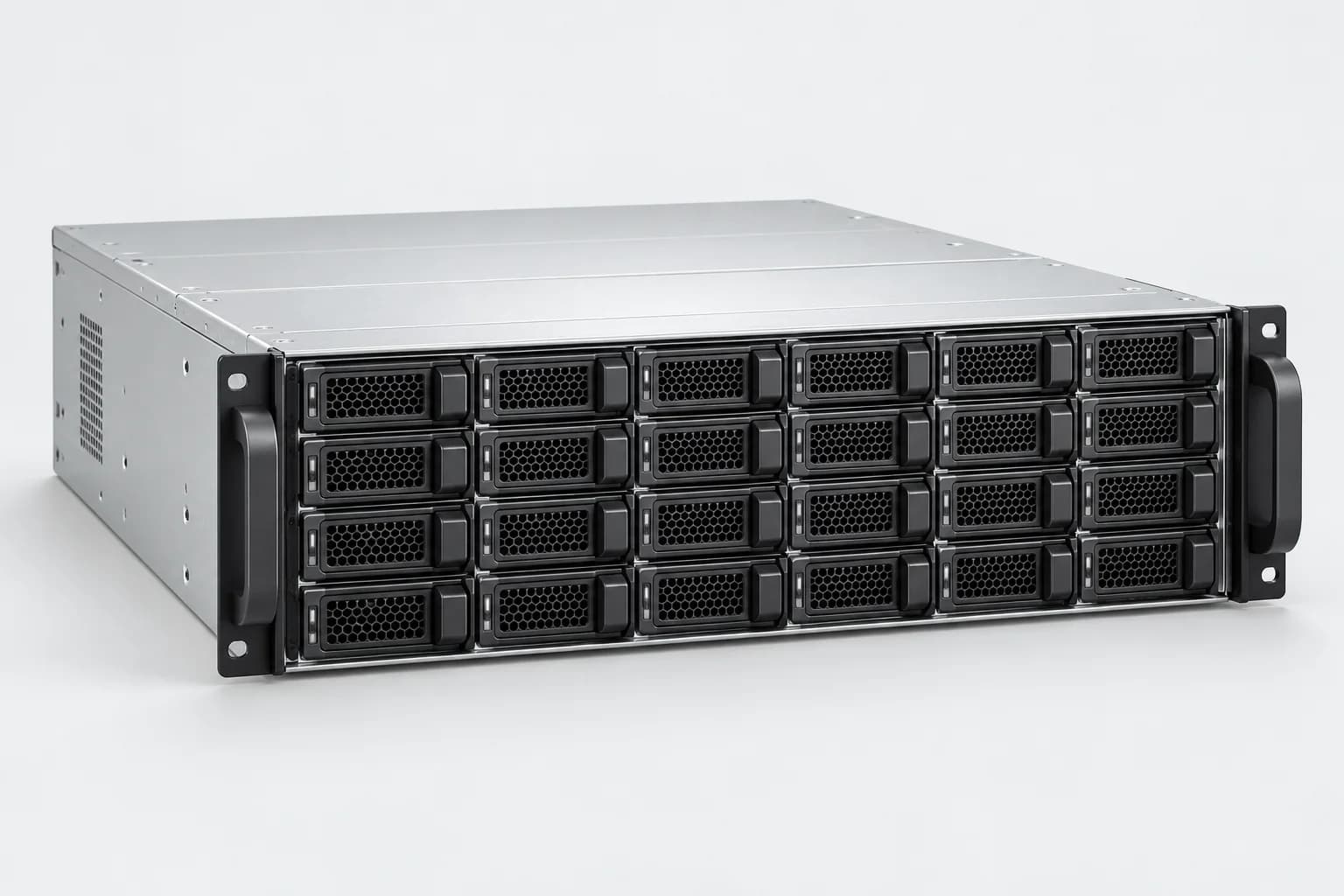Rack-mounted storage enclosure with multiple front drive carriers